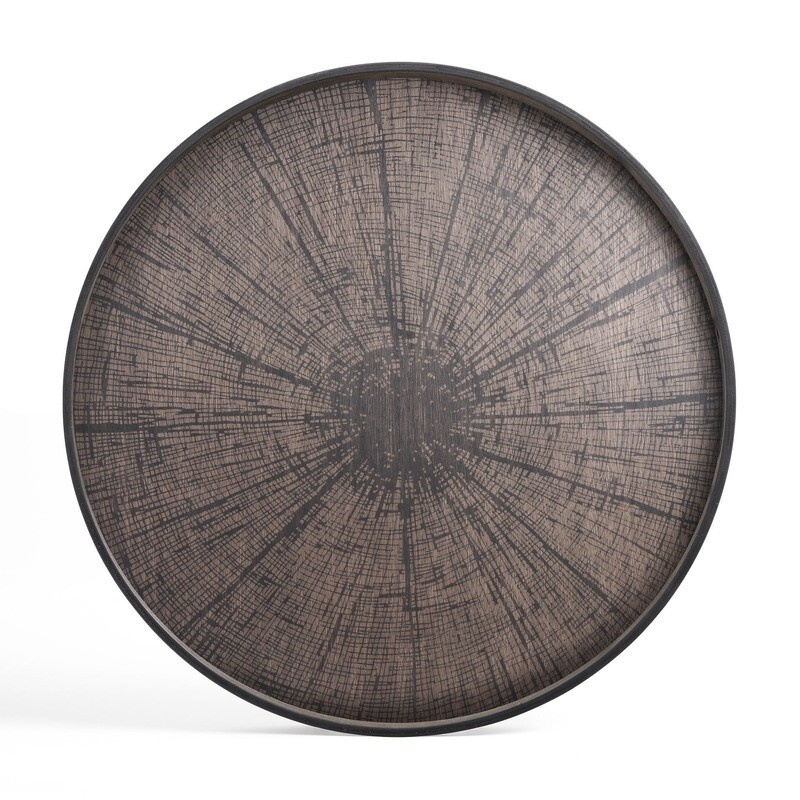 Ethnicraft - Tablett rund, 92cm - Holz, Black Slice