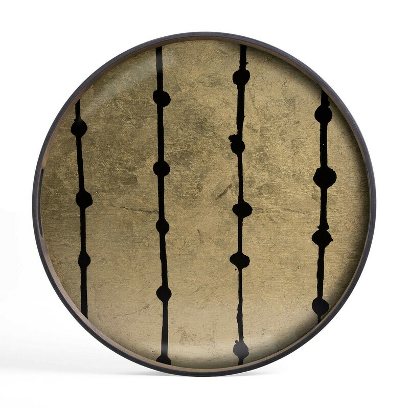 Ethnicraft - Tablett rund, 48cm - Glas, Brown Dots