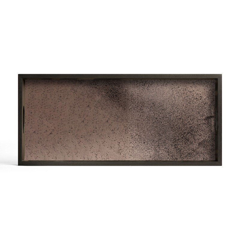 (Sale) Tablett rechteckig, M - Spiegelglas, Bronze