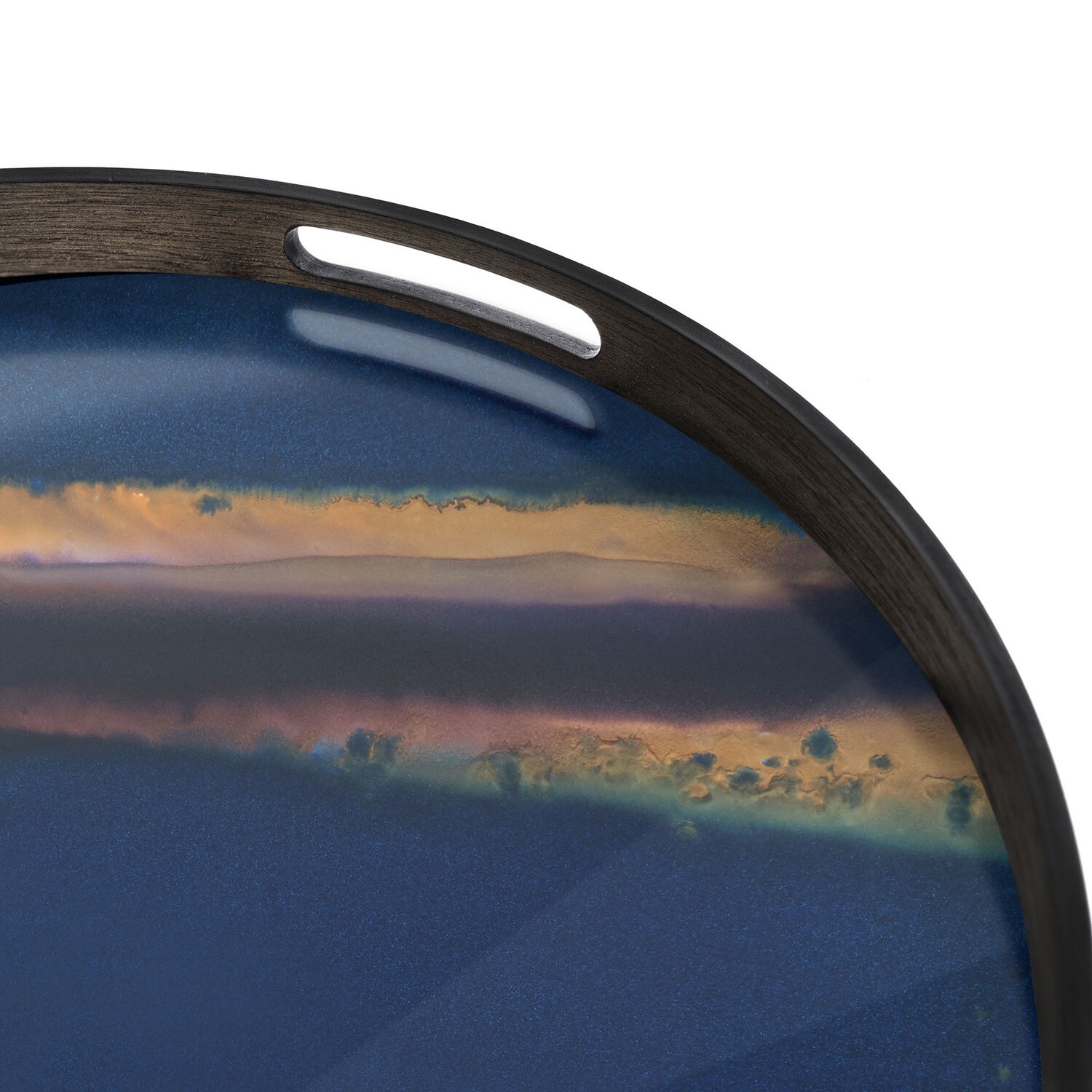 Ethnicraft - Tablett rund, 48cm - Glas, Indigo Organic