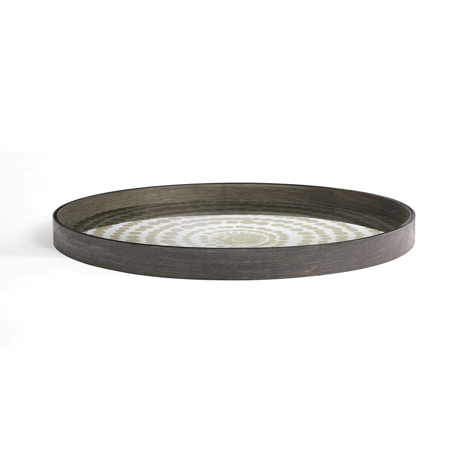 Ethnicraft - Tablett rund, 61cm - Spiegelglas, Gold Beads