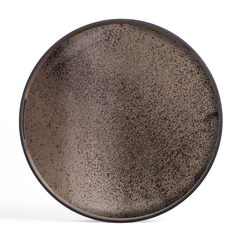 Ethnicraft - Tablett rund, 48cm - Spiegelglas, Bronze Heavy Aged