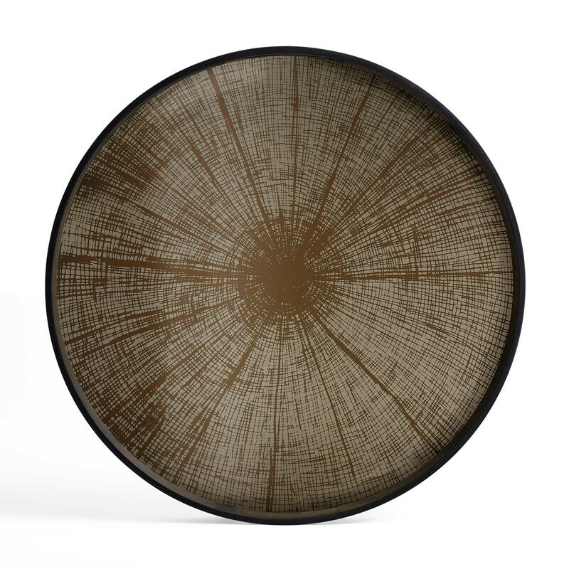 Ethnicraft - Tablett rund, 61cm - Spiegelglas, Bronze Slice