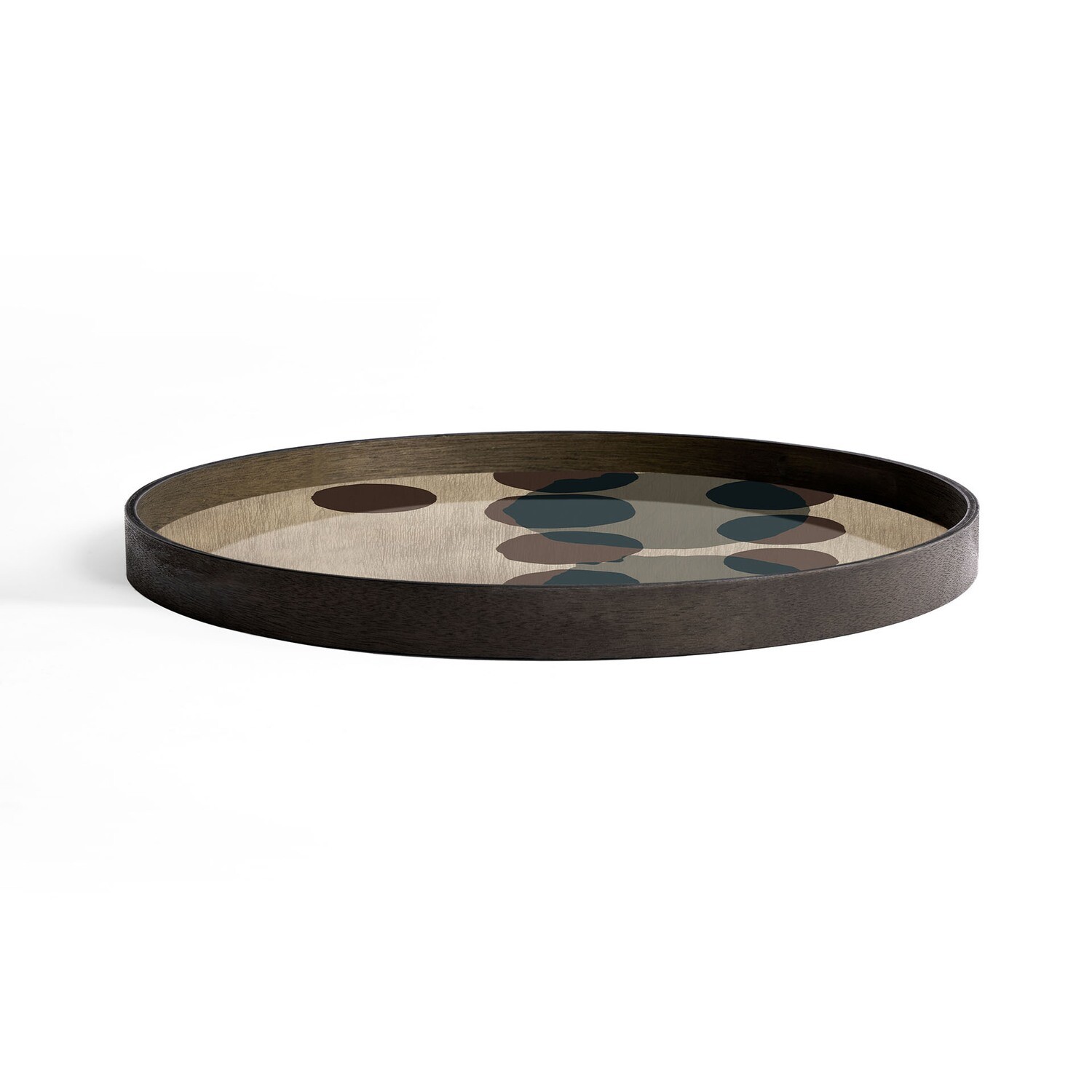 Ethnicraft - Tablett rund, 61cm - Glas, Slate Layered Dots