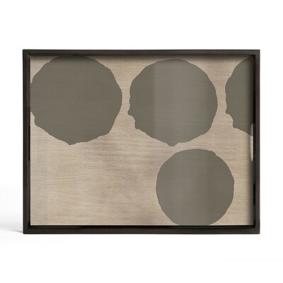 Tablett rechteckig, S - Glas, Silver Dots Tablett rechteckig, S - Glas, Silver Dots