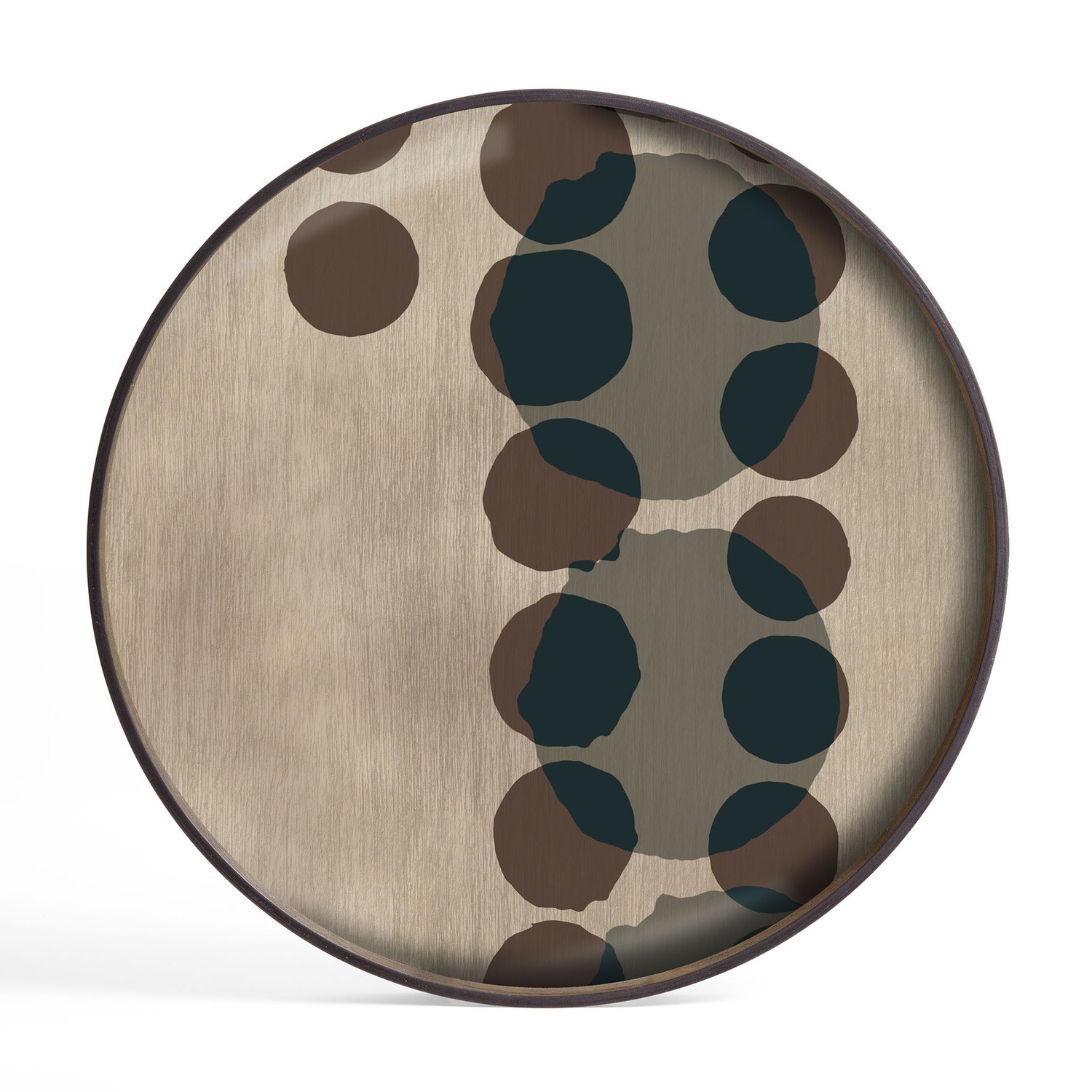 Ethnicraft - Tablett rund, 61cm - Glas, Slate Layered Dots