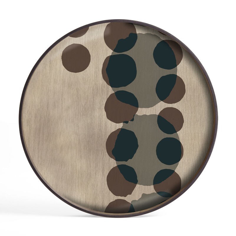Ethnicraft - Tablett rund, 61cm - Glas, Slate Layered Dots