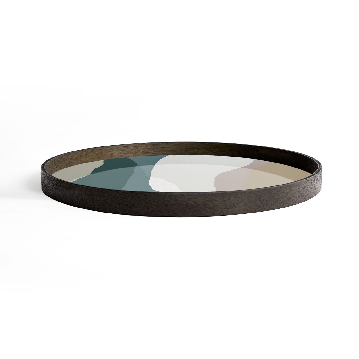 Ethnicraft - Tablett rund, 61cm - Glas, Slate Wabi Sabi