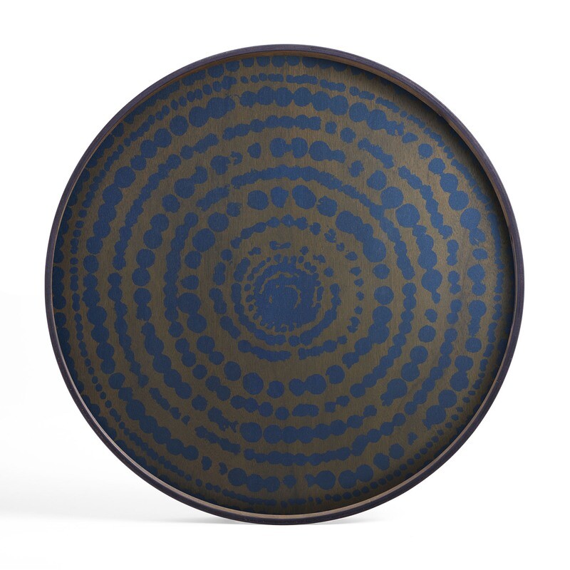 Ethnicraft - Tablett rund, 92cm - Holz, Stained Beaded Circle