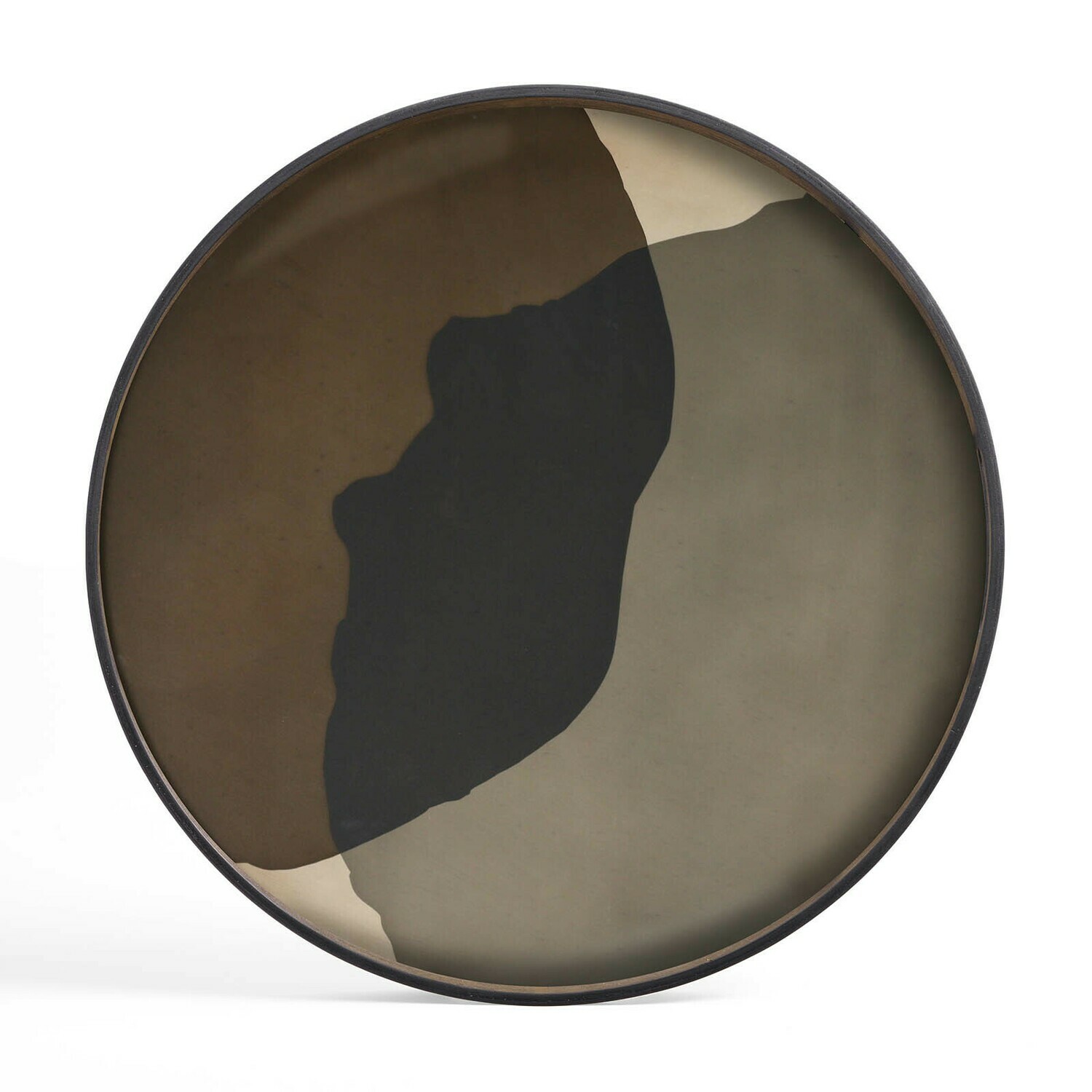 Ethnicraft - Tablett rund, 92cm - Glas, Graphite Combined Dots