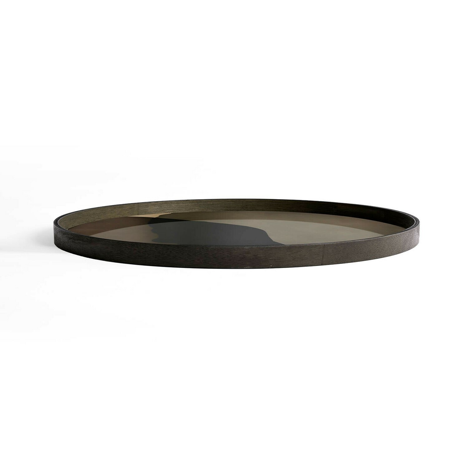 Ethnicraft - Tablett rund, 92cm - Glas, Graphite Combined Dots