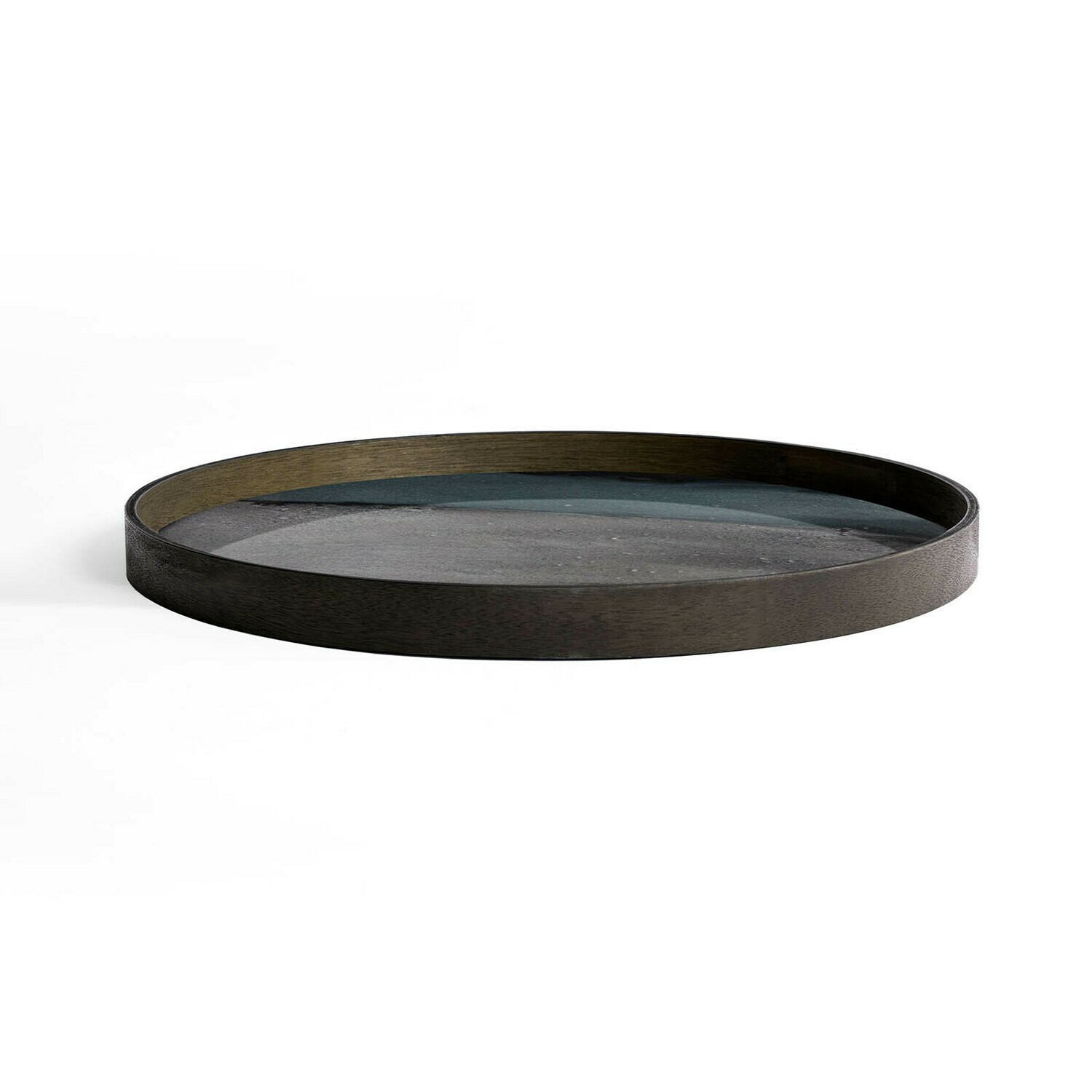 Ethnicraft - Tablett rund, 61cm - Glas, Graphite Organic
