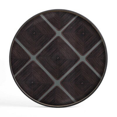 Ethnicraft - Tablett rund, 92cm - Glas, Slate Linear Squares