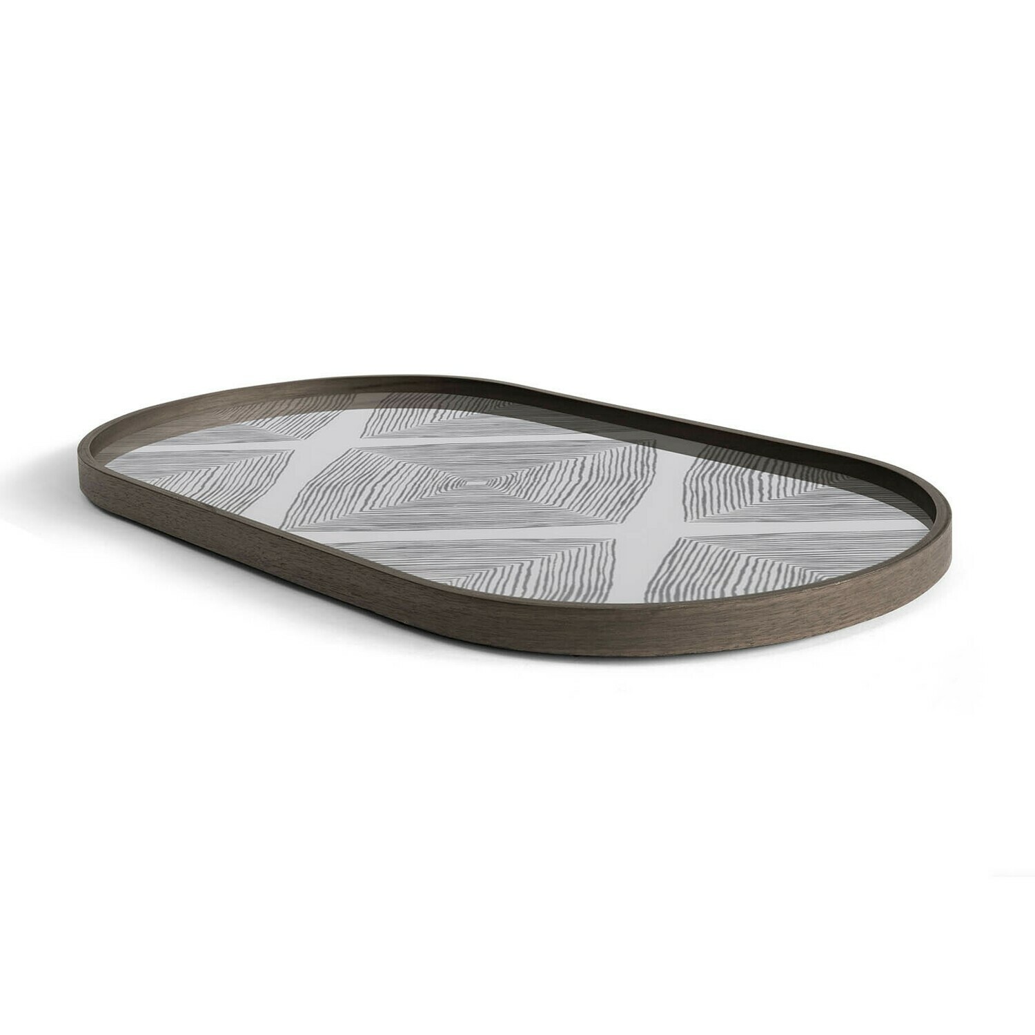Ethnicraft - Tablett oval, M - Glas, Slate Linear Squares