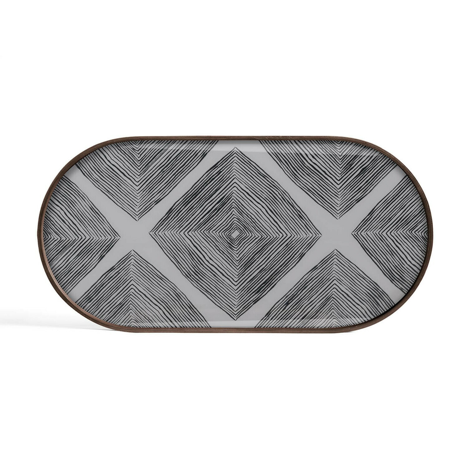 Ethnicraft - Tablett oval, M - Glas, Slate Linear Squares
