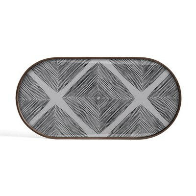 Ethnicraft - Tablett oval, M - Glas, Slate Linear Squares