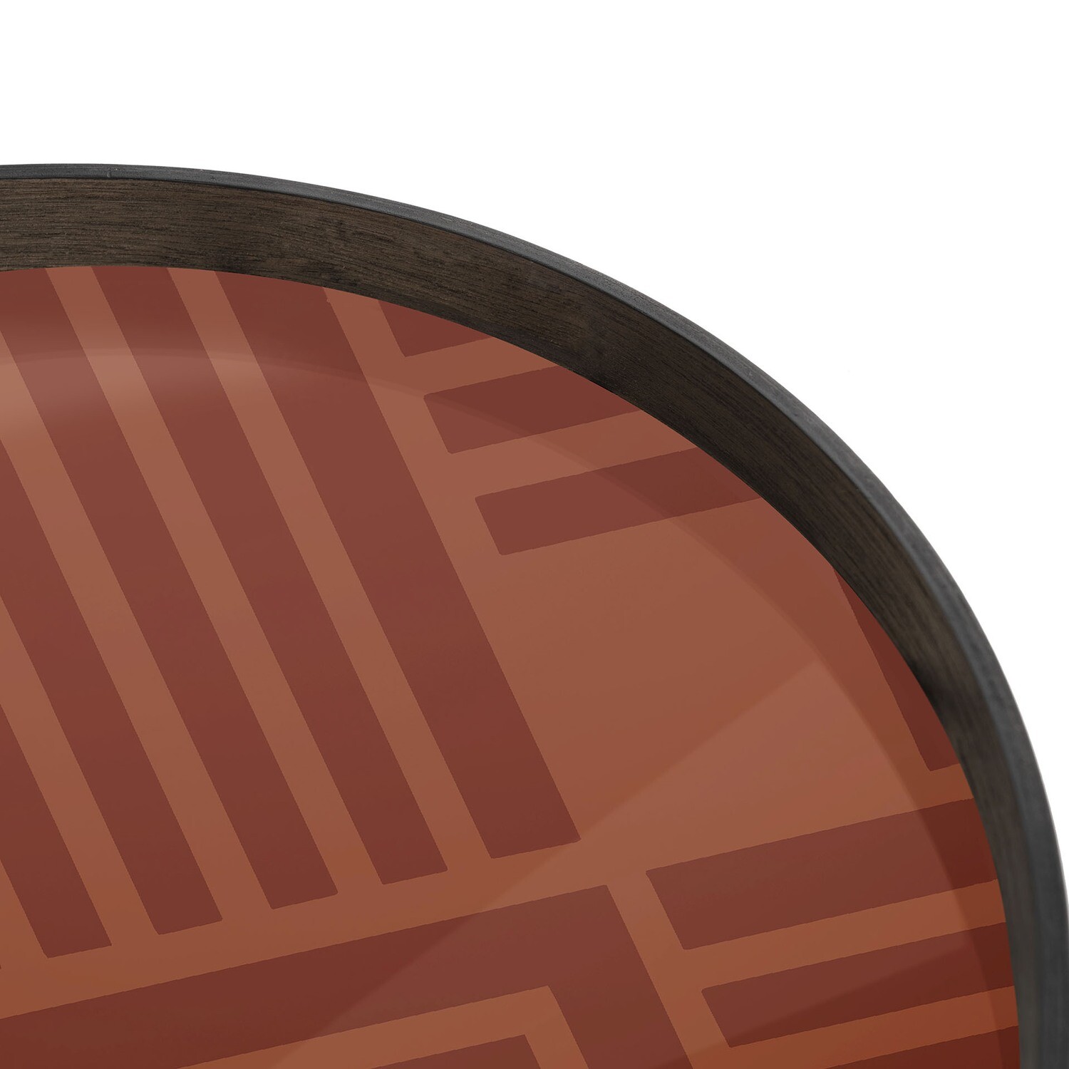 (Sale) Tablett rund, 61cm - Glas, Orange Chevron Tray