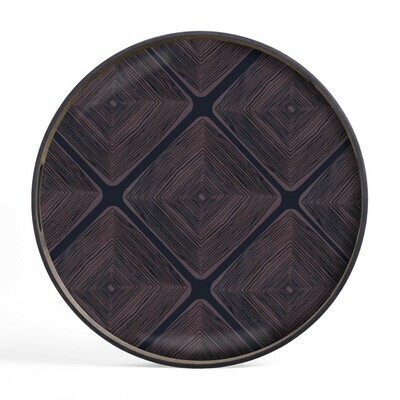 Tablett rund, 48cm - Glas, Midnight Linear Squares Tablett rund, 48cm - Glas, Midnight Linear Squares