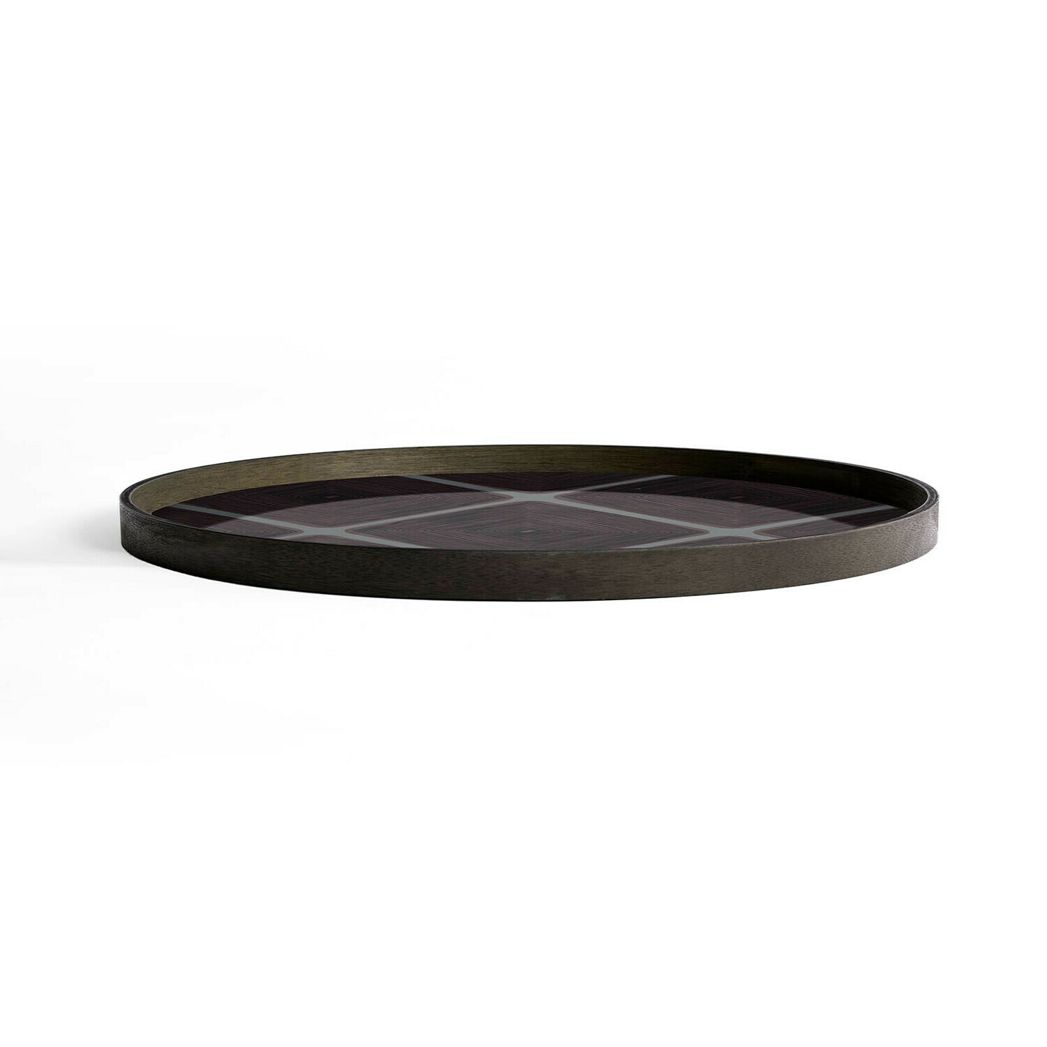 Ethnicraft - Tablett rund, 92cm - Glas, Slate Linear Squares