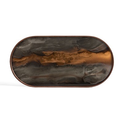 Tablett oval, M - Glas, Bronze Organic