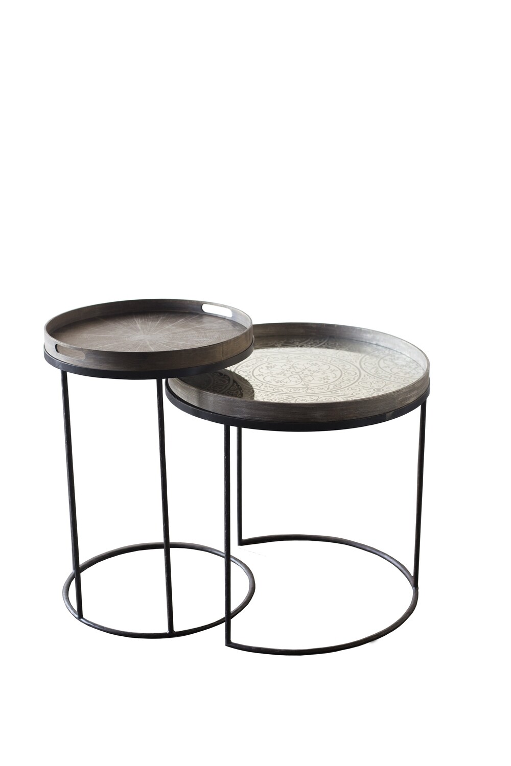 Ethnicraft - Beistelltisch Set - rund, S/L, Höhe 57cm und 66cm