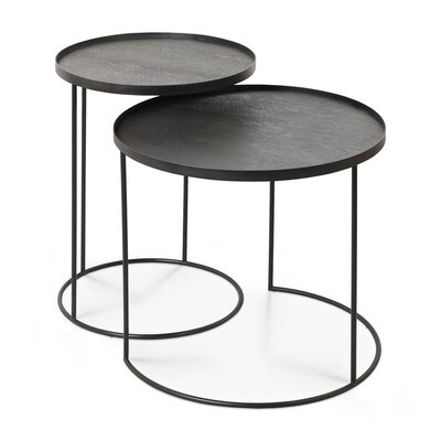 Ethnicraft - Beistelltisch Set - rund, S/L, Höhe 57cm und 66cm