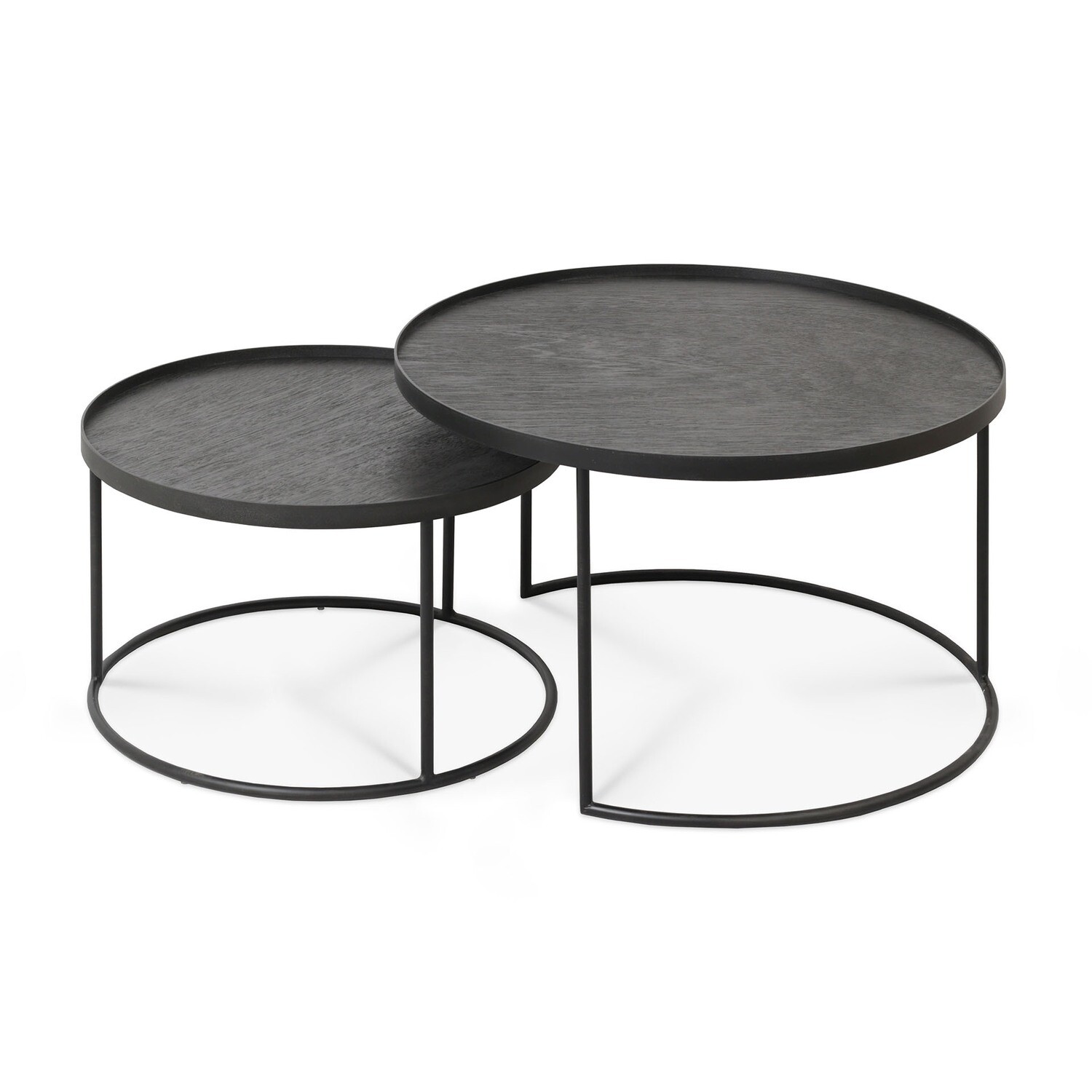 Ethnicraft - Couchtisch Set - rund, S/L, Höhe 31cm und 38cm