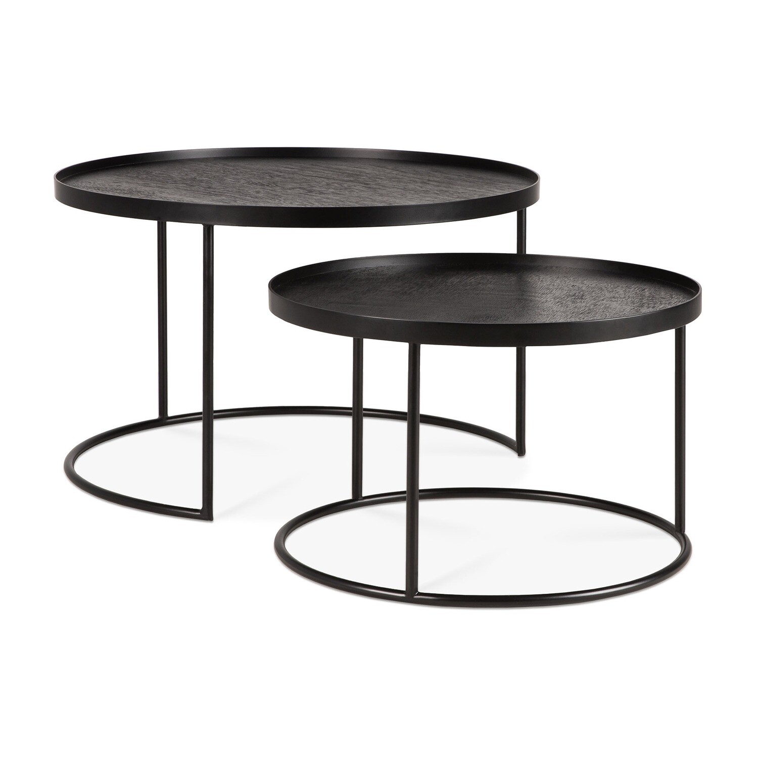 Ethnicraft - Couchtisch Set - rund, S/L, Höhe 31cm und 38cm