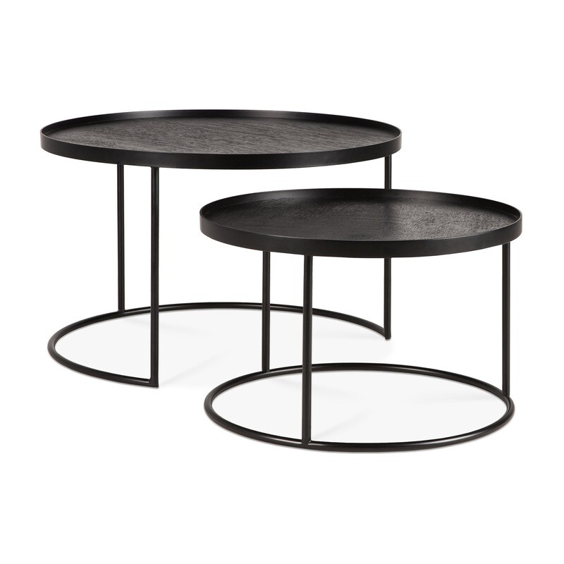 Ethnicraft - Couchtisch Set - rund, S/L, Höhe 31cm und 38cm