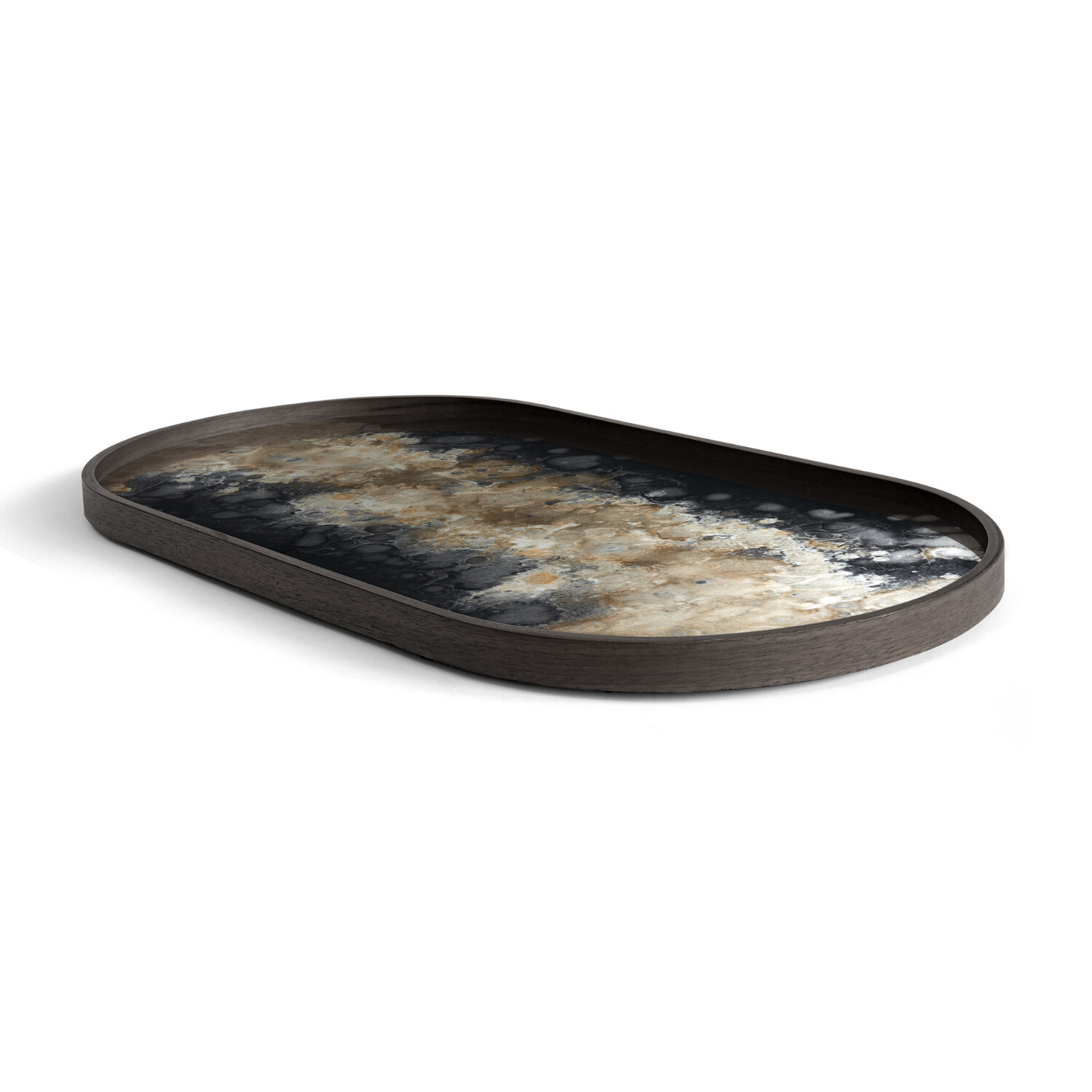 Ethnicraft - Tablett oval, M - Glas, Black Organic