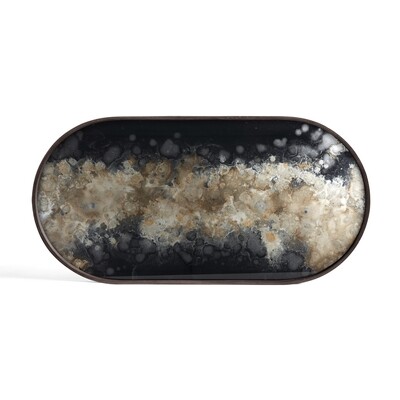 Tablett oval, M - Glas, Black Organic