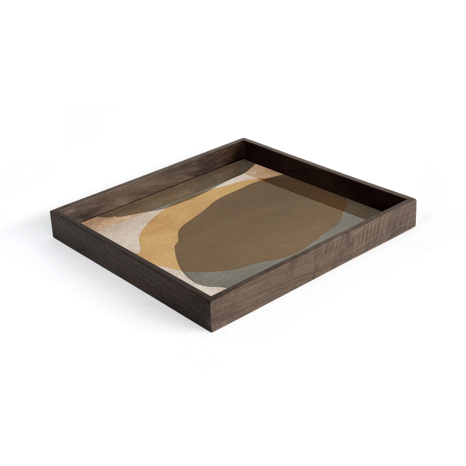 Ethnicraft - Tablett quadratisch, 38cm - Glas, Cinnamon Overlapping Dots
