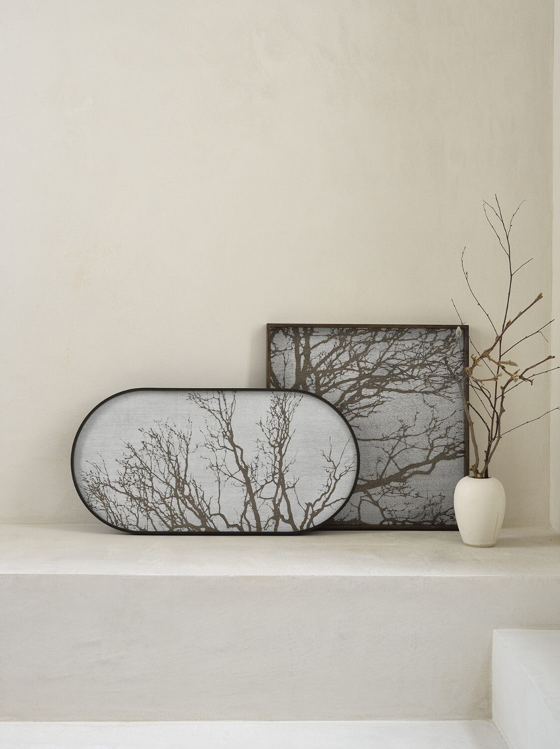 (Sale) Tablett oval, M - Holz, White Tree