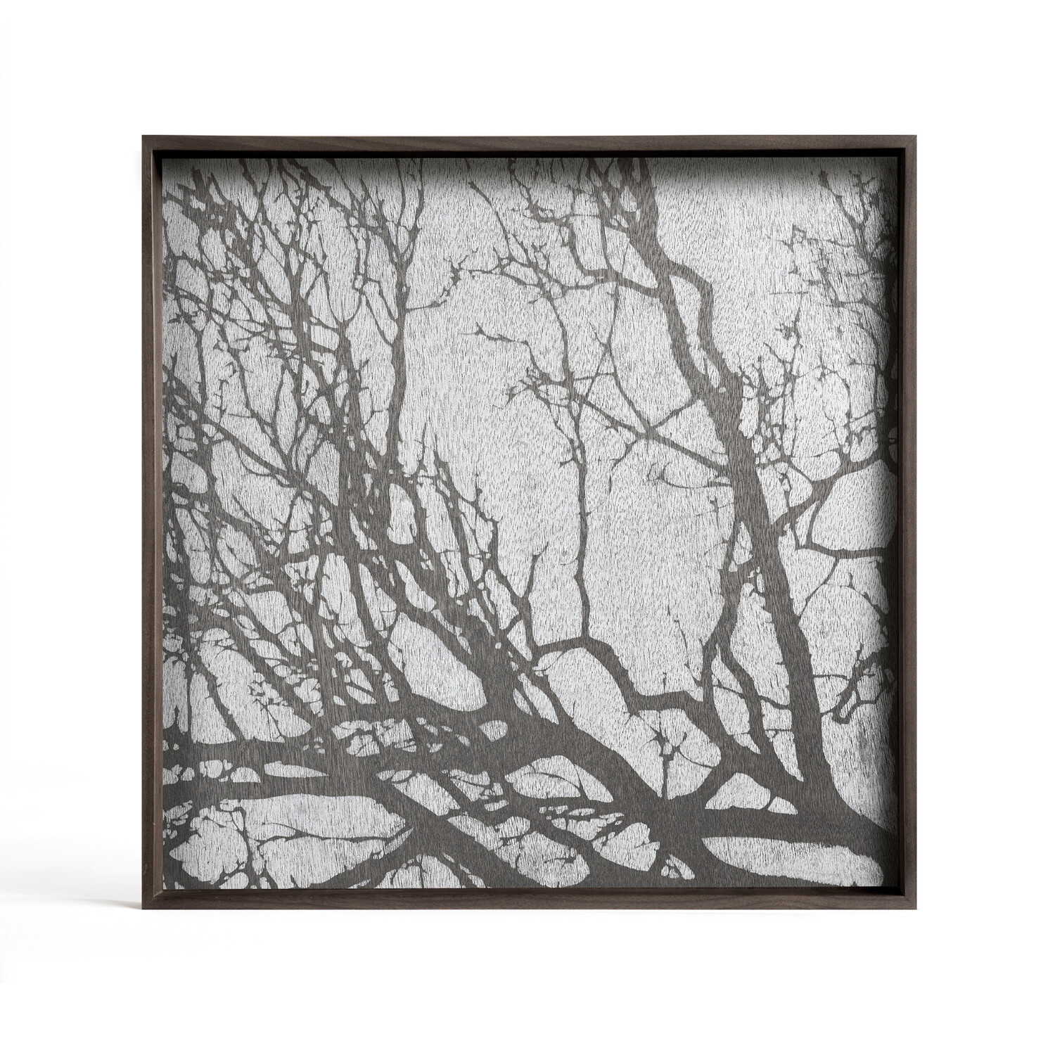 (Sale) Tablett quadratisch, 51cm - Holz, White Tree