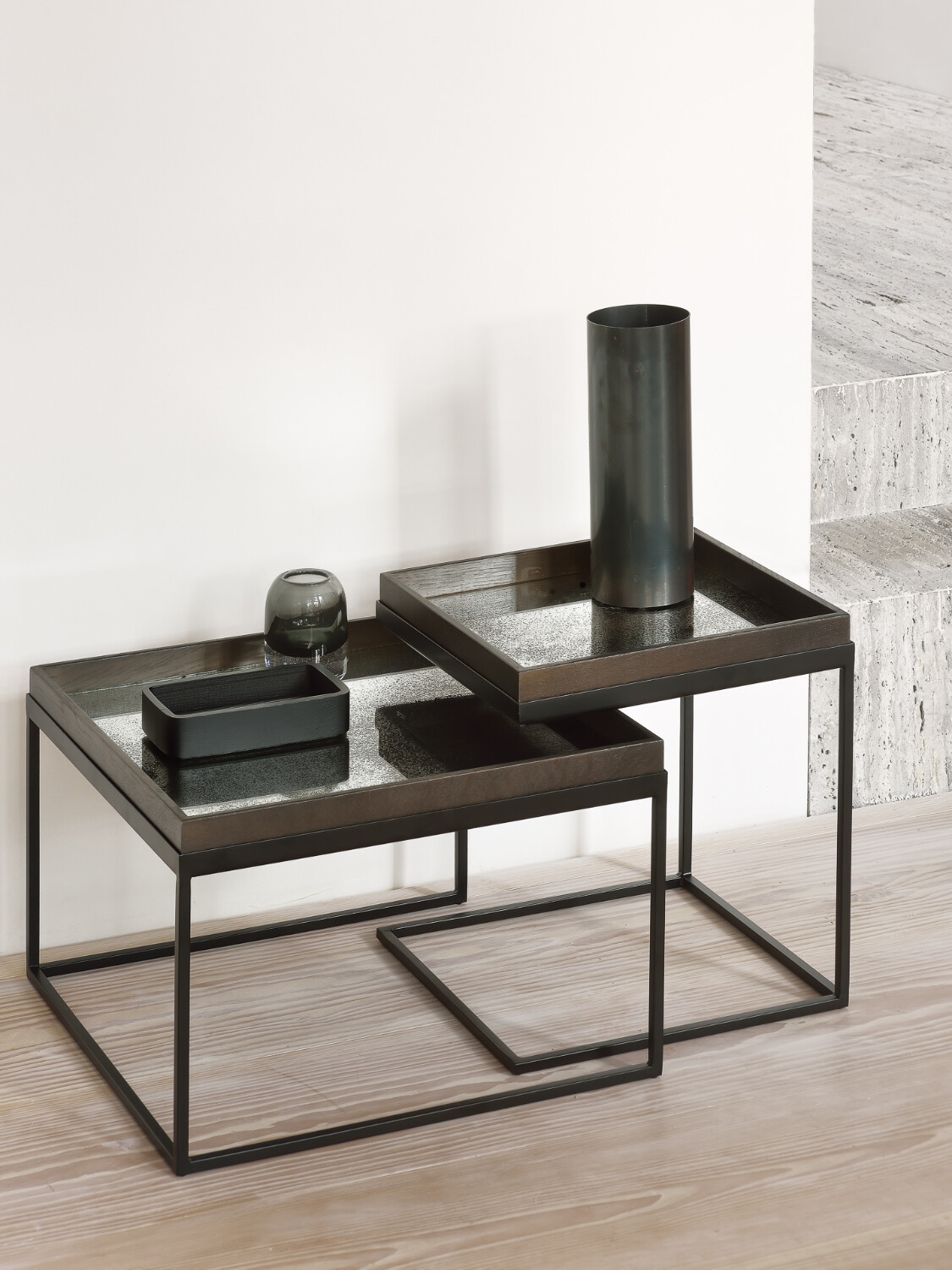 Ethnicraft - Tablett quadratisch, 38cm - Spiegelglas, Clear