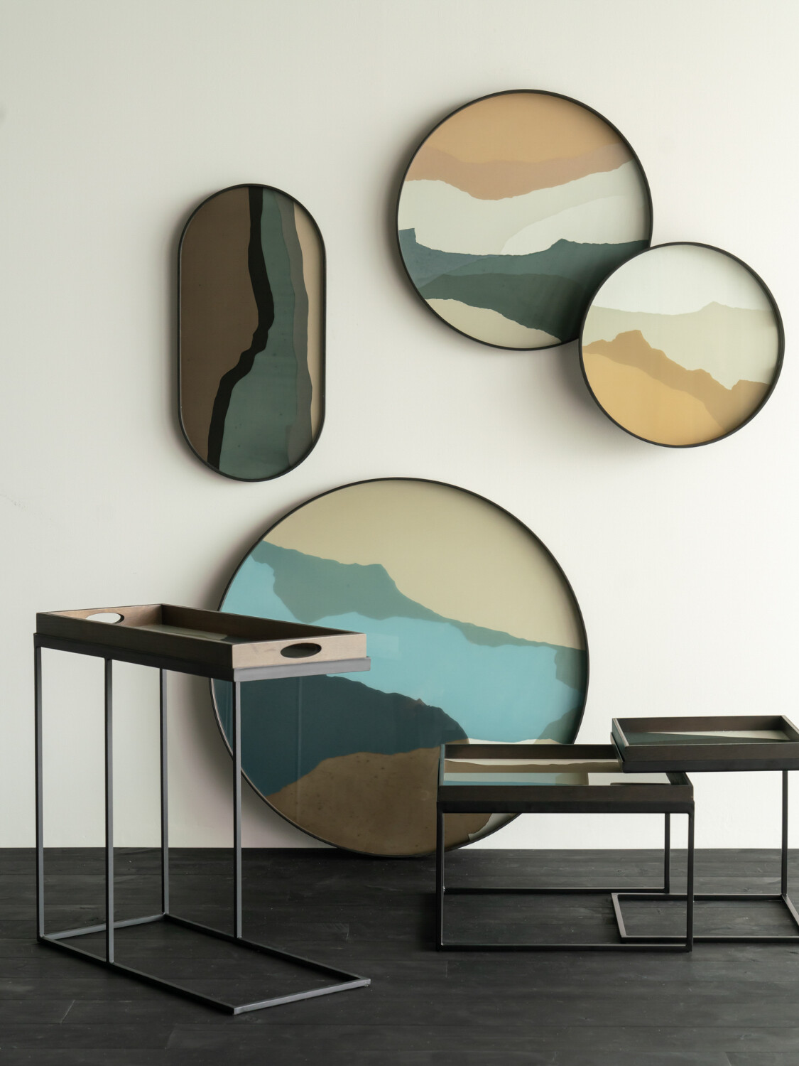 Ethnicraft - Tablett oval, M - Glas, Wabi Sabi Graphite
