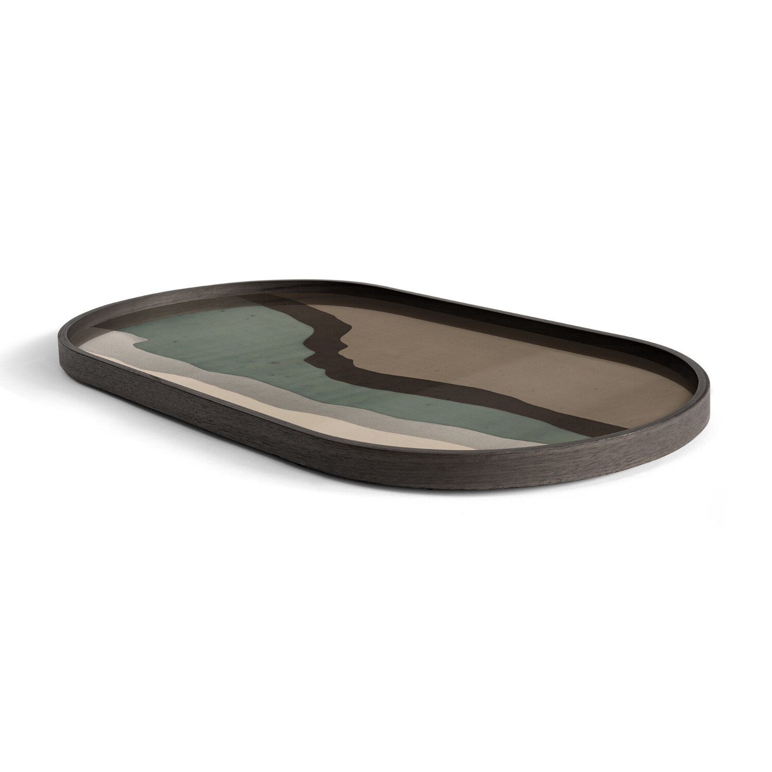 Ethnicraft - Tablett oval, M - Glas, Wabi Sabi Graphite