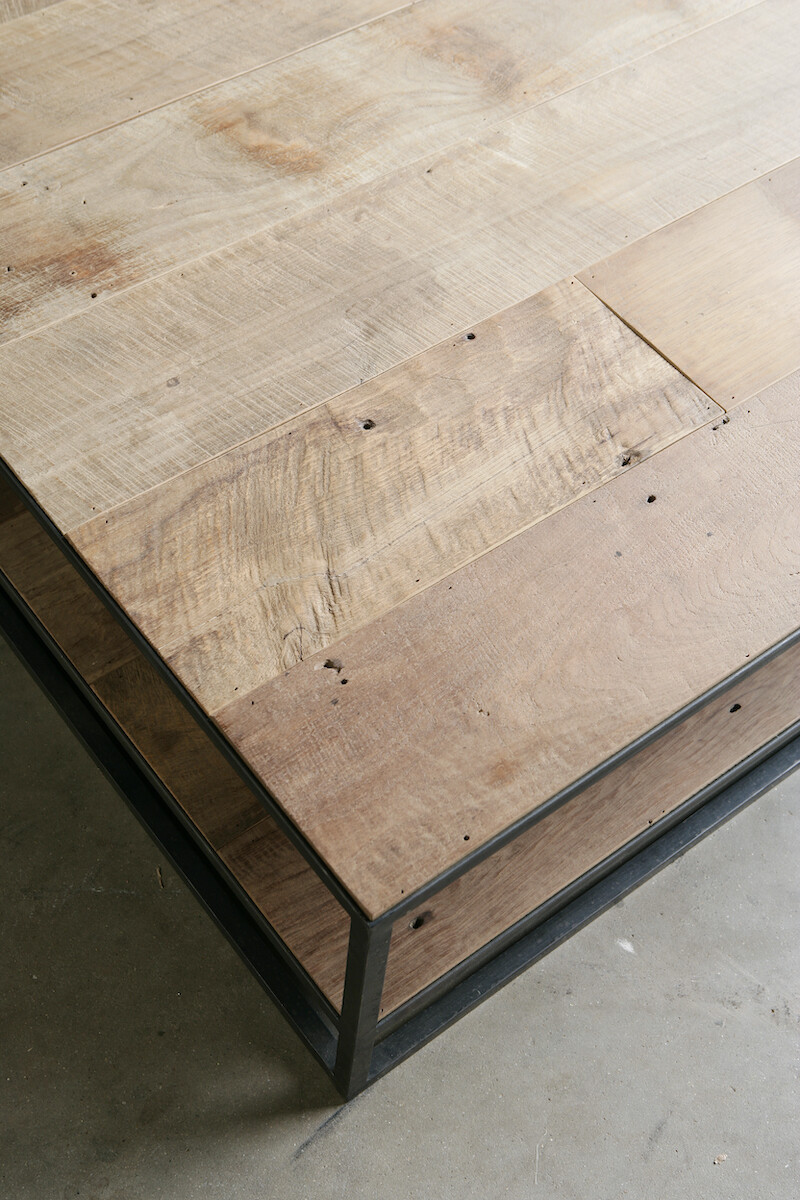 Heerenhuis - MESA Couchtisch Leder/ Eiche / Teak, auf Mass