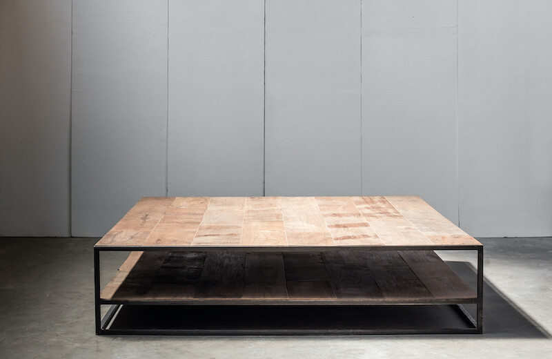 Heerenhuis - MESA Couchtisch Leder/ Eiche / Teak, auf Mass