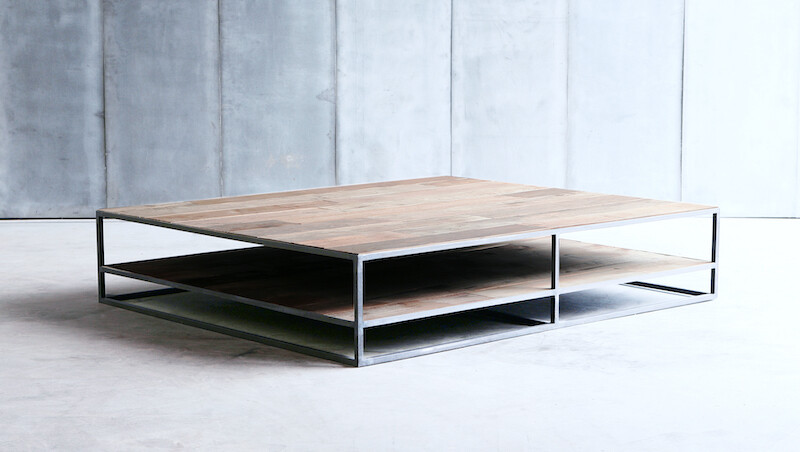 Heerenhuis - MESA Couchtisch Leder/ Eiche / Teak, auf Mass