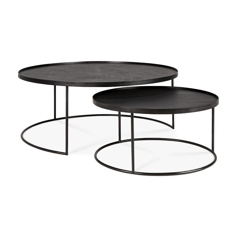 Ethnicraft - Couchtisch Set - rund, L/XL, Höhe 31cm und 38cm