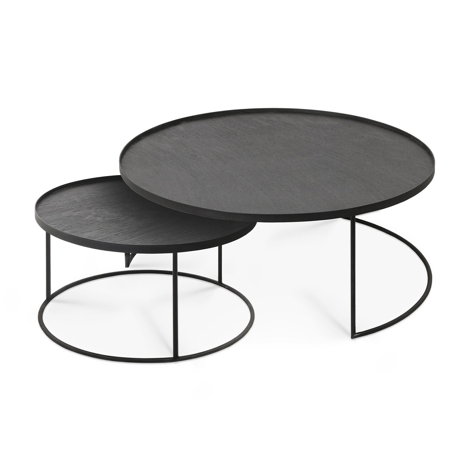 Ethnicraft - Couchtisch Set - rund, L/XL, Höhe 31cm und 38cm