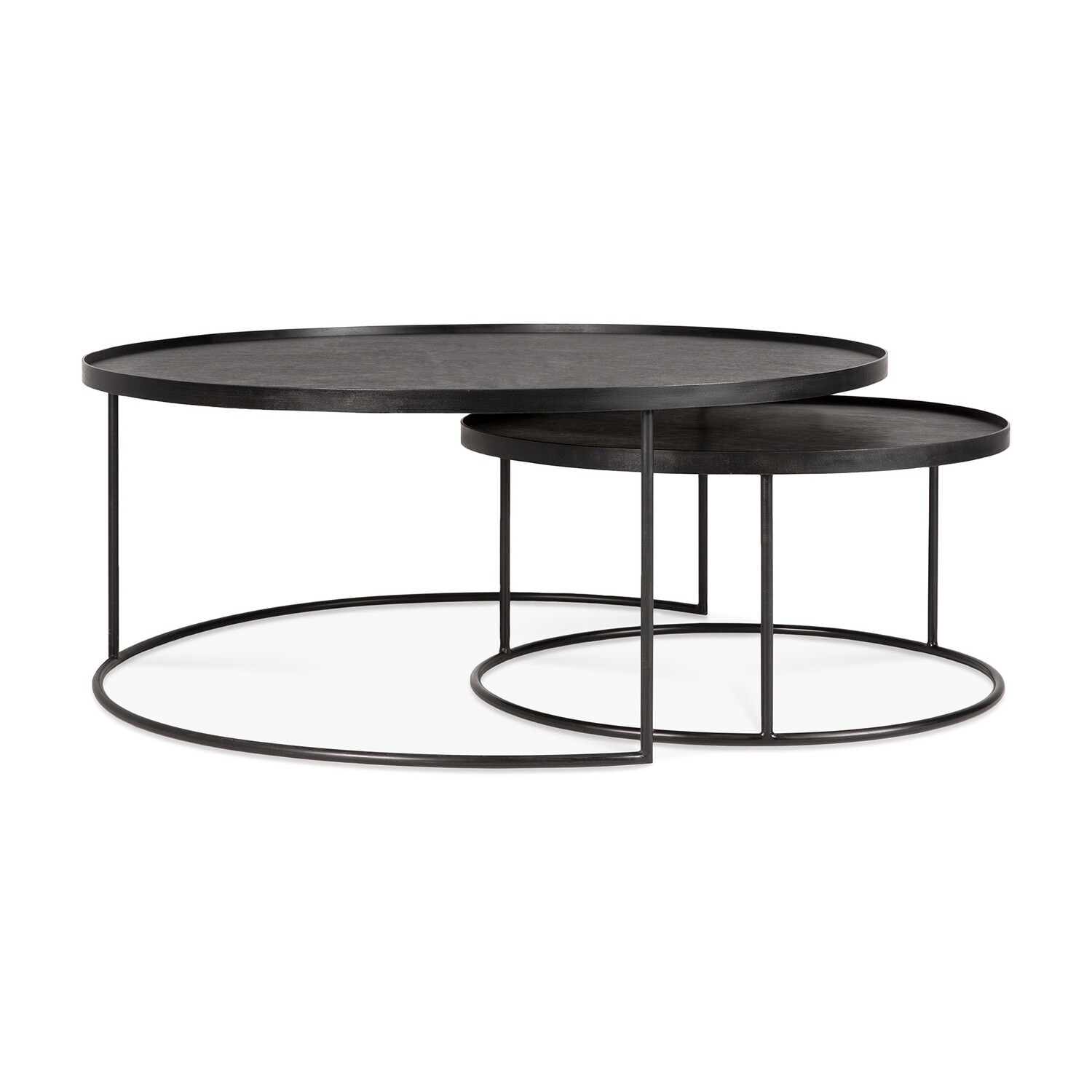 Ethnicraft - Couchtisch Set - rund, L/XL, Höhe 31cm und 38cm