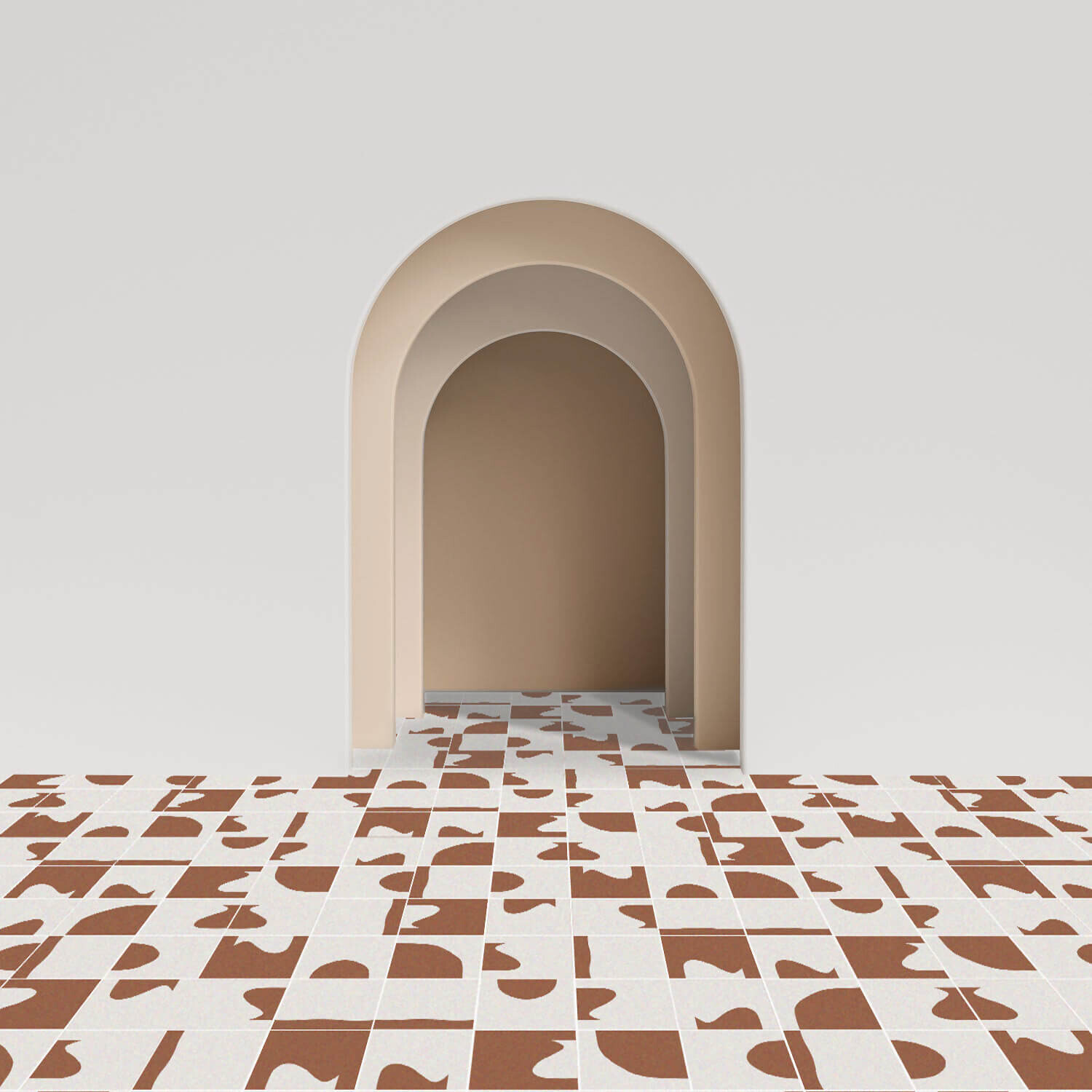 Zementfliese MINI PÖT - Terracotta - Rond