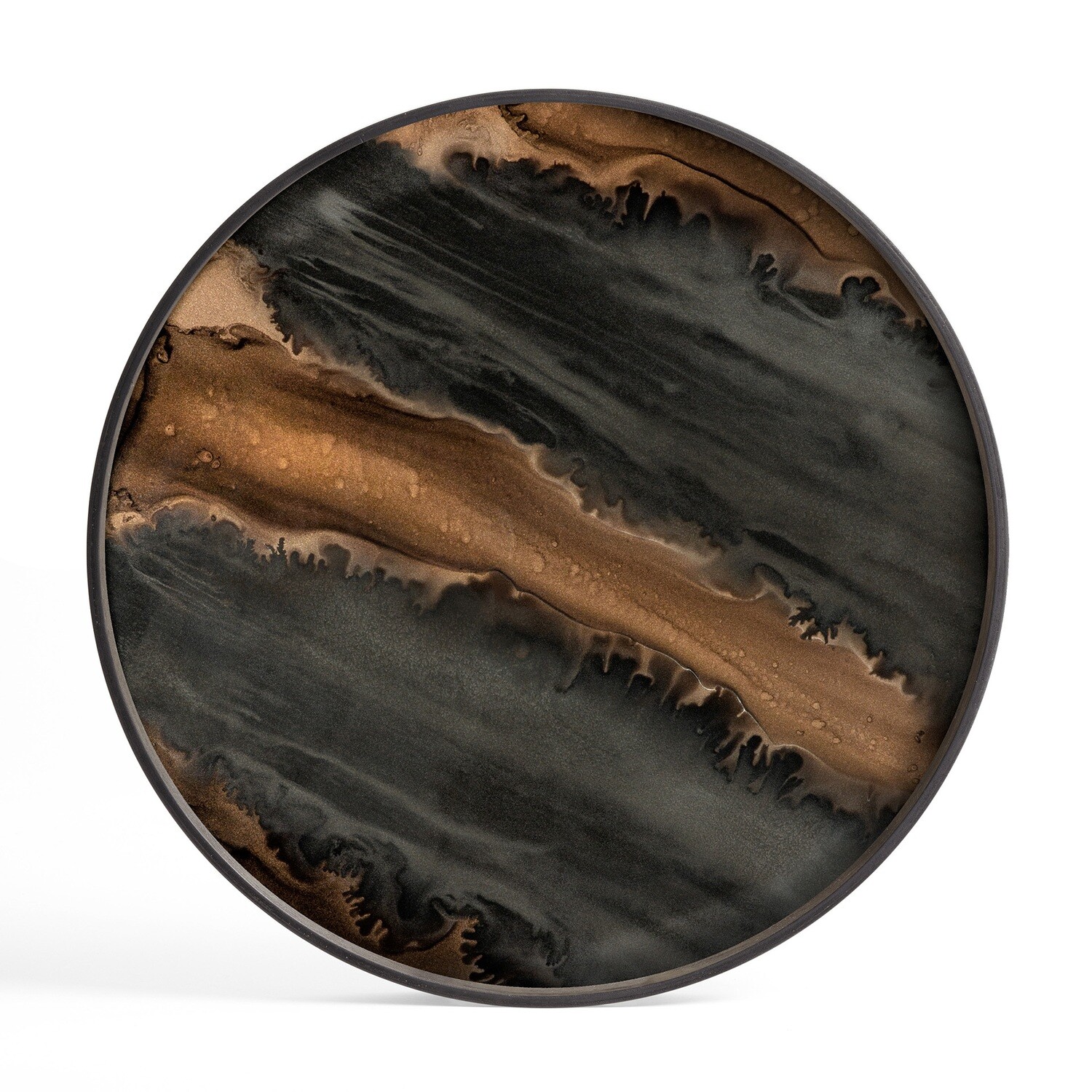 Ethnicraft - Tablett Organic Bronze - Glas, rund, 61cm