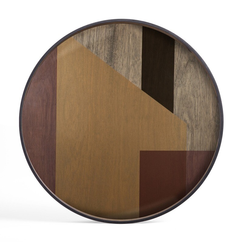 Ethnicraft - Tablett Angle Bronze - Glas, rund, 92cm