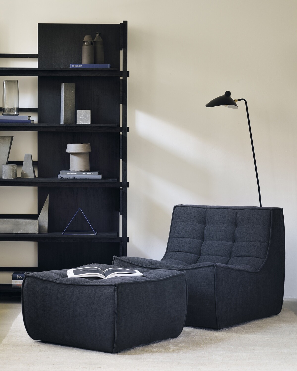 Ethnicraft - N701 Sofa - Polsterhocker, Graphit, Eco Stoff