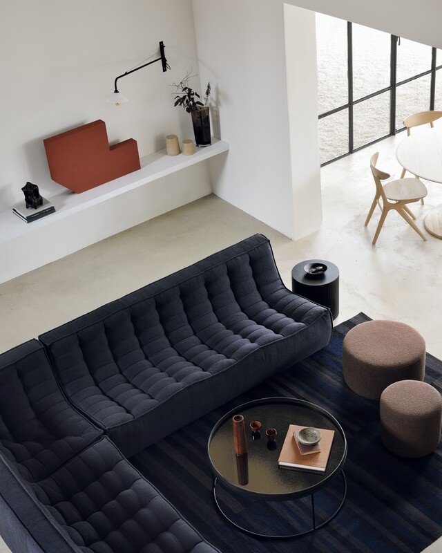 Ethnicraft - N701 Sofa - 3 Sitzer, Graphit, Eco Stoff