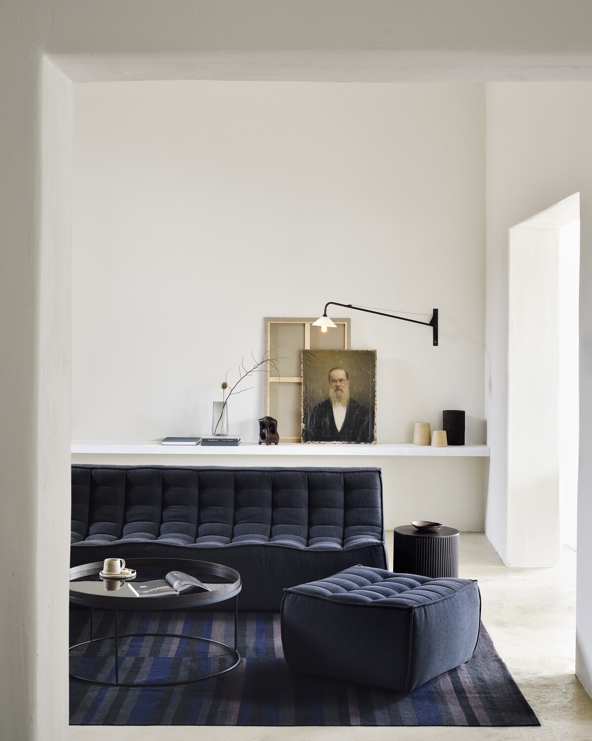 Ethnicraft - N701 Sofa - 3 Sitzer, Graphit, Eco Stoff