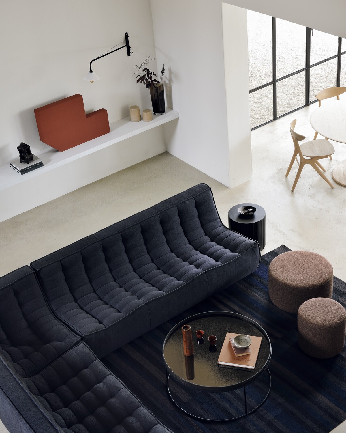 Ethnicraft - N701 Sofa - Ecke, Graphit, Eco Stoff